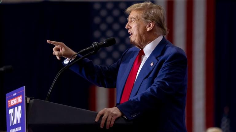 Republican presidential candidate former President Donald Trump speaks, Tuesday, April 2, 2024, at a rally in Green Bay, Wis. (AP Photo / Mike Roemer)