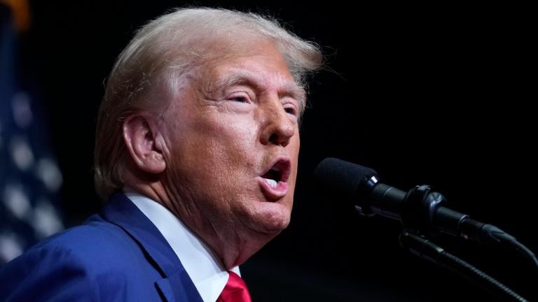 Republican presidential nominee former President Donald Trump speaks at a campaign rally in Asheville, N.C., Wednesday, Aug. 14, 2024. (AP Photo / Matt Rourke)