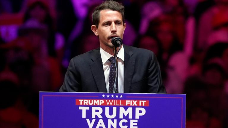 Tony Hinchcliffe speaks before Republican presidential nominee former President Donald Trump during a campaign rally at Madison Square Garden, Sunday, Oct. 27, 2024, in New York. (AP Photo / Evan Vucci)