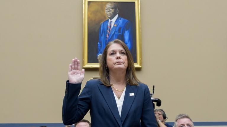  U.S. Secret Service Director Kimberly Cheatle is sworn in before the House Oversight and Accountability Committee about the attempted assassination of former President Donald Trump at a campaign event in Pennsylvania, at the Capitol in Washington, Monday, July 22, 2024. (AP Photo / Rod Lamkey, Jr.)