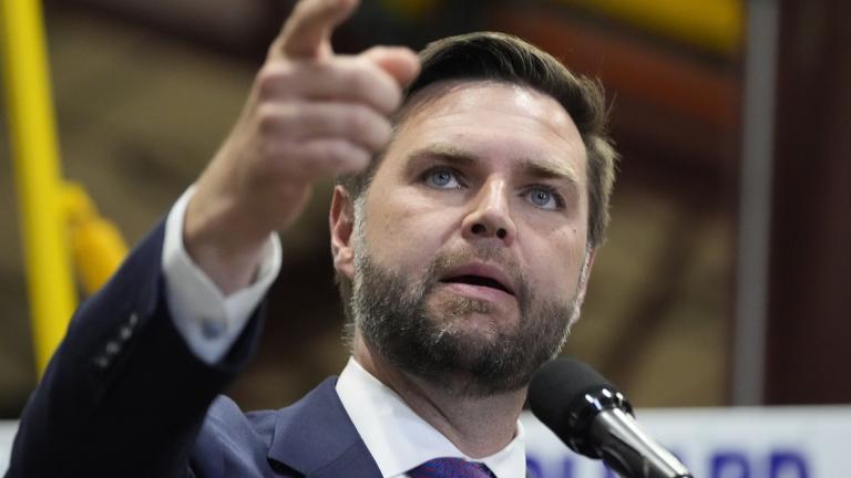Republican vice presidential nominee Sen. JD Vance, R-Ohio, speaks at a campaign event at Wollard International, Aug. 7, 2024, in Eau Claire, Wis. (AP Photo / Alex Brandon)