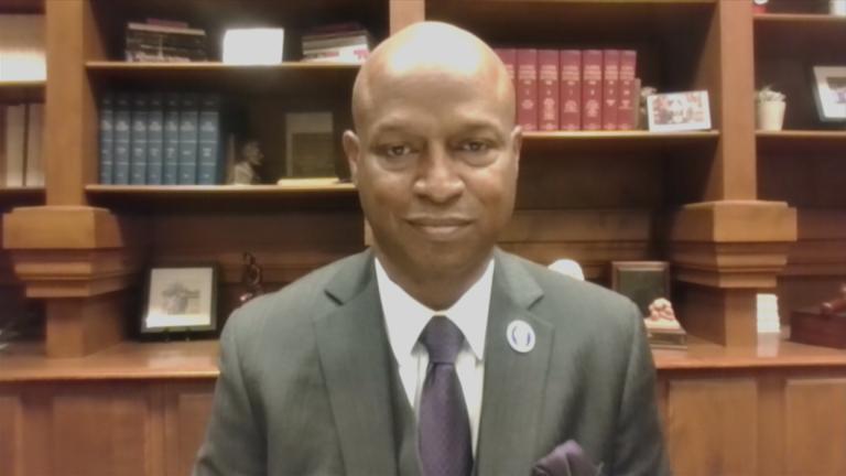 Illinois House Speaker Emanuel “Chris” Welch appears on “Chicago Tonight” on Nov. 12, 2024. (WTTW News)