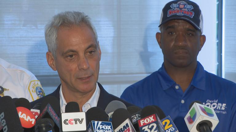 Mayor Rahm Emanuel speaks to the media on Monday, Aug. 6, 2018 about Chicago’s violent weekend.