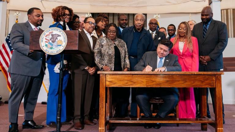 Gov. JB Pritzker signs a bill designating July 25, 2026, as Emmett Till Day in Illinois. (Photo courtesy state of Illinois)