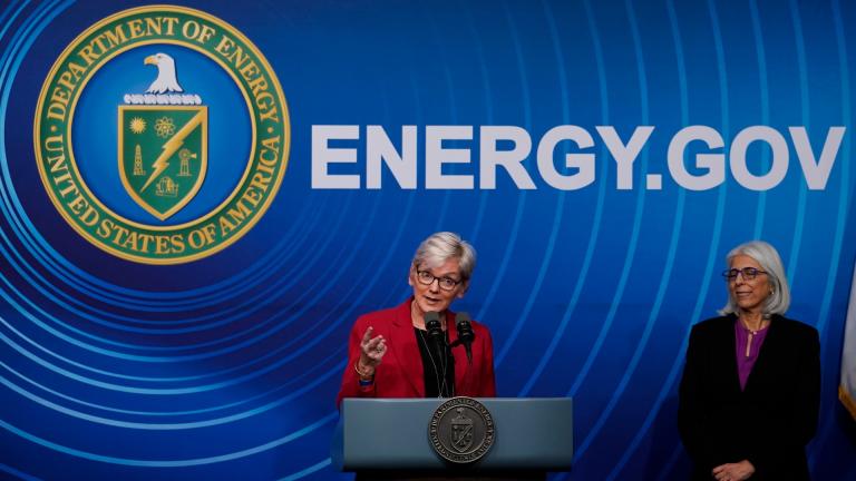 Secretary of Energy Jennifer Granholm, joined at right by Arati Prabhakar, the president’s science adviser, announces a major scientific breakthrough in fusion research that was made at the Lawrence Livermore National Laboratory in California, during a news conference at the Department of Energy in Washington, Tuesday, Dec. 13, 2022. (AP Photo / J. Scott Applewhite)