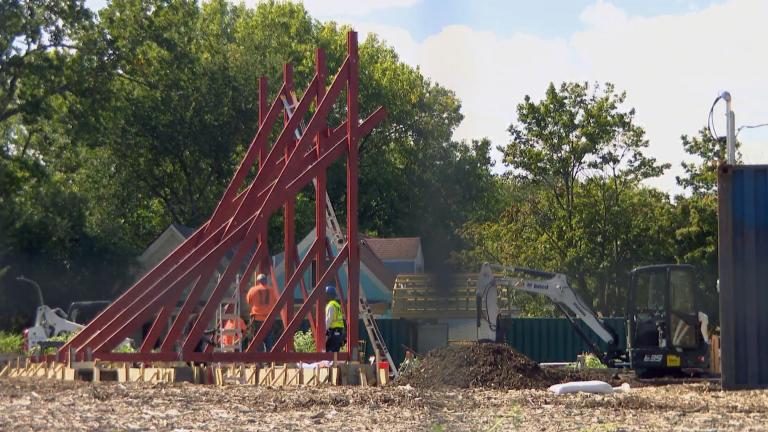 In Englewood, one of the biennial’s 15 sites, the community partner is Grow Greater Englewood and they are constructing a new Englewood Village Plaza at 58th St. and Halsted. (WTTW News)