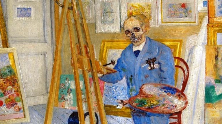 "The Skeleton Painter," by James Ensor