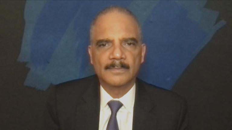 Eric Holder appears on “Chicago Tonight” on July 7, 2022. (WTTW News)