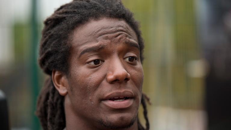 Sergio Brown speaks during an NFL event for kids in south London, Wednesday, July 15, 2015. (AP Photo / Matt Dunham, File)