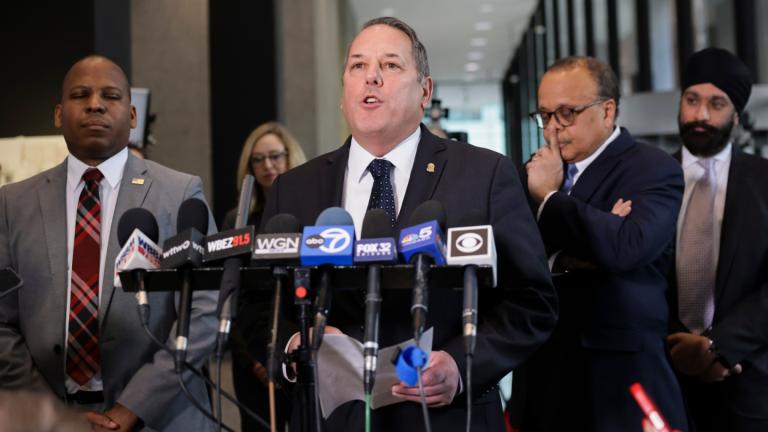 Douglas DePodesta, special agent in charge of the Chicago Field Office, speaks with reporters at the Dirksen Federal Courthouse in Chicago, Feb. 12, 2025. (Anthony Vazquez / Chicago Sun-Times via AP, File)