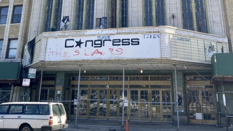 The marquee of the Congress Theater, which has been vacant since 2013. (Credit: Chicago Department of Planning and Development)