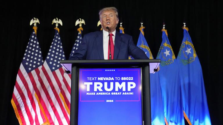 Former President Donald Trump speaks at a campaign event, July 8, 2023, in Las Vegas. (AP Photo / John Locher, File)