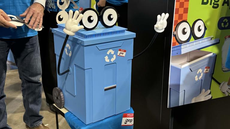 The new "Feed the Cart" campaign has a user-friendly mascot, "Loop." Look for it on billboards and other advertising. (Patty Wetli / WTTW News)