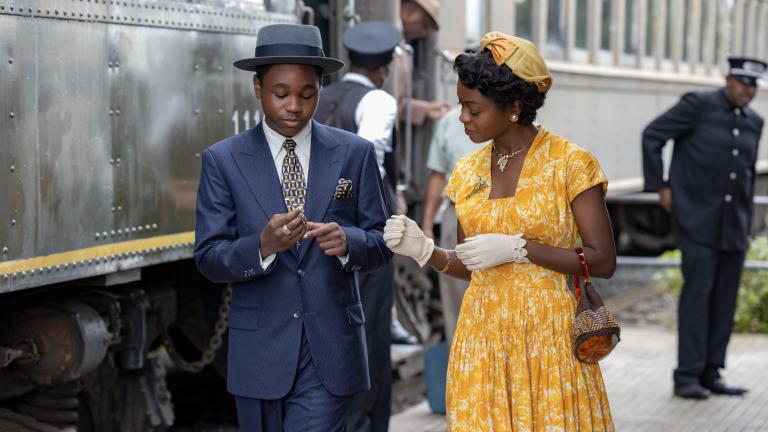 This image released by Orion Pictures shows Jalyn Hall as Emmett Till, left, and Danielle Deadwyler as Mamie Till-Mobley in "Till." (Lynsey Weatherspoon/Orion Pictures via AP)