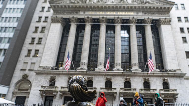 The Fearless Girl statue stands outside of the New York Stock Exchange is shown on Friday, Jan. 19, 2024, in New York. (AP Photo  /Peter K. Afriyie)