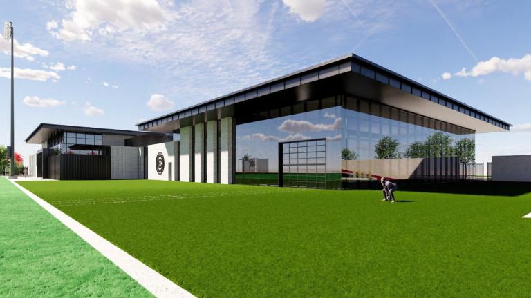 A rendering of the planned Chicago Fire Club practice facility on former Chicago Housing Authority land. (Courtesy of Chicago Department of Planning and Development.) 
