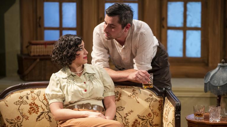 Krystal Ortiz and Matt Fletcher in Griffin Theatre Company’s production of “For Services Rendered.” (Photo by Michael Brosilow)