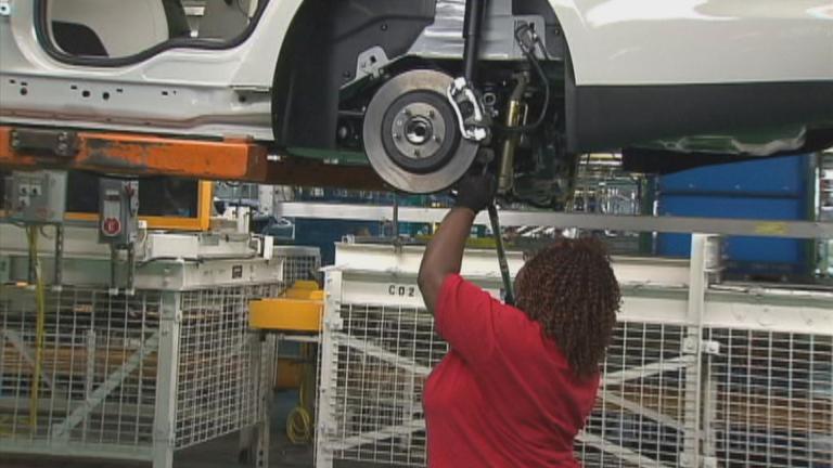 Ford factory assembly line. (WTTW News)