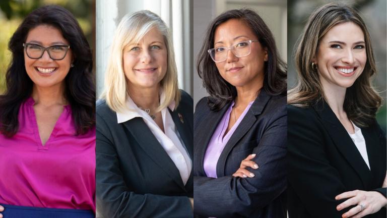 From left: The Democratic candidates for the office are state Sen. Karina Villa, state Rep. Stephanie Kifowit, Lake County Treasurer Holly Kim and state Rep. Margaret Croke. (Provided)