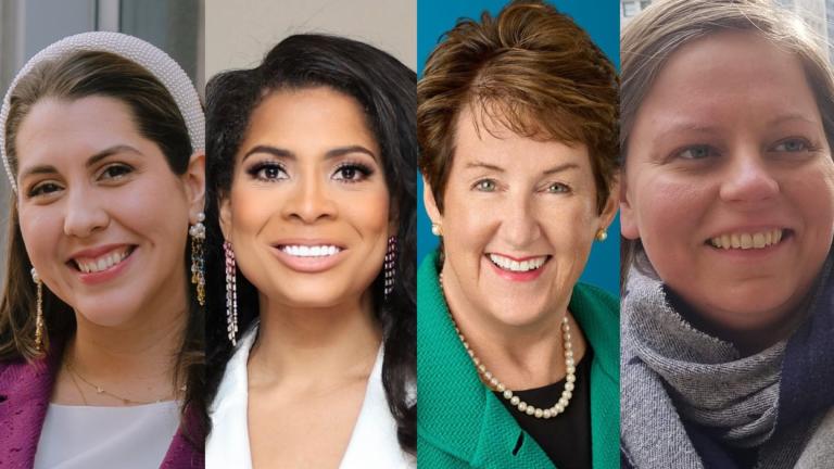 The four candidates vying for three available seats on the MWRD Board of Commissioners (left to right): Eira Corral-Sepulveda, Precious Brady-Davis, Beth McElroy Kirkwood and Sarah Bury. (Photos provided)  