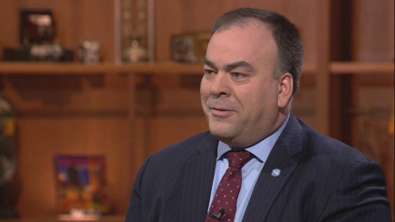 Fritz Kaegi appears on “Chicago Tonight” on March 12, 2019.