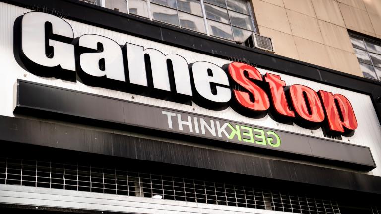 Pedestrians pass a GameStop store on 14th Street at Union Square, Thursday, Jan. 28, 2021, in the Manhattan borough of New York. (AP Photo / John Minchillo)