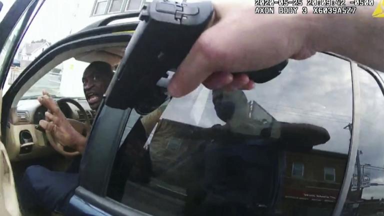 George Floyd responds to police after they approached his car outside Cup Foods in Minneapolis in this May 25, 2020, file pool photo from police body camera video. (Court TV via AP, Pool, File)