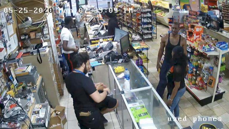 In this image from store video, George Floyd, right, is seen inside Cup Foods on May 25, 2020, in Minneapolis. Former Minneapolis Police officer Derek Chauvin is on trial for the death of Floyd at the Hennepin County Courthouse in Minneapolis, Minn. (Court TV via AP, Pool)
