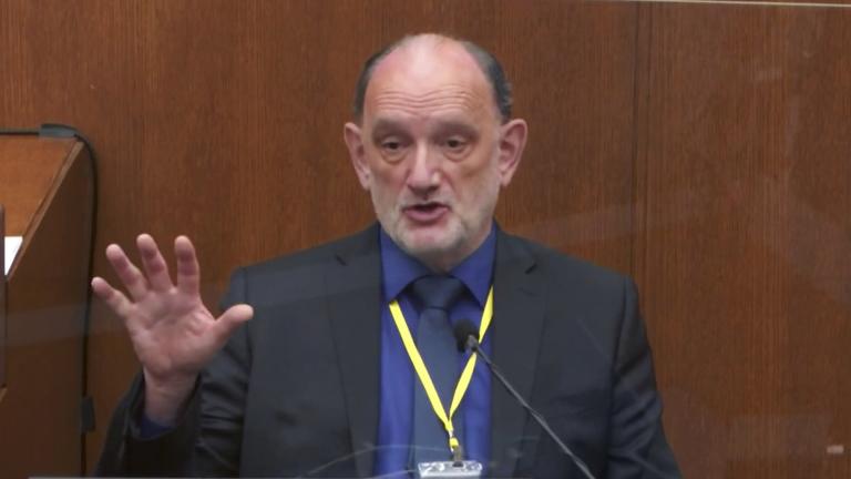 In this image from video, Dr. David Fowler, a retired forensic pathologist and former chief medical examiner for the state of Maryland testifies as Hennepin County Judge Peter Cahill presides, Wednesday, April 14, 2021, in the trial of former Minneapolis police Officer Derek Chauvin at the Hennepin County Courthouse in Minneapolis, Minn. (Court TV via AP, Pool)