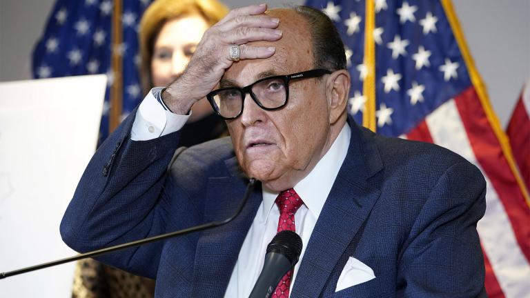 In this Nov. 19, 2020, file photo, former New York Mayor Rudy Giuliani, who was a lawyer for President Donald Trump, speaks during a news conference at the Republican National Committee headquarters in Washington. (AP Photo / Jacquelyn Martin, File)