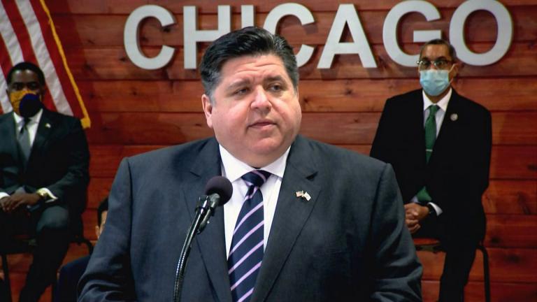 Gov. J.B. Pritzker speaks Monday, Feb. 22, 2021 at a bill-signing ceremony for a massive criminal justice reform bill. (WTTW News)