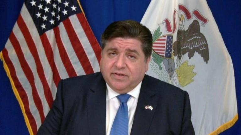 Gov. J.B. Pritzker appears on “Chicago Tonight” via Zoom on Thursday, June 3, 2021. (WTTW News)