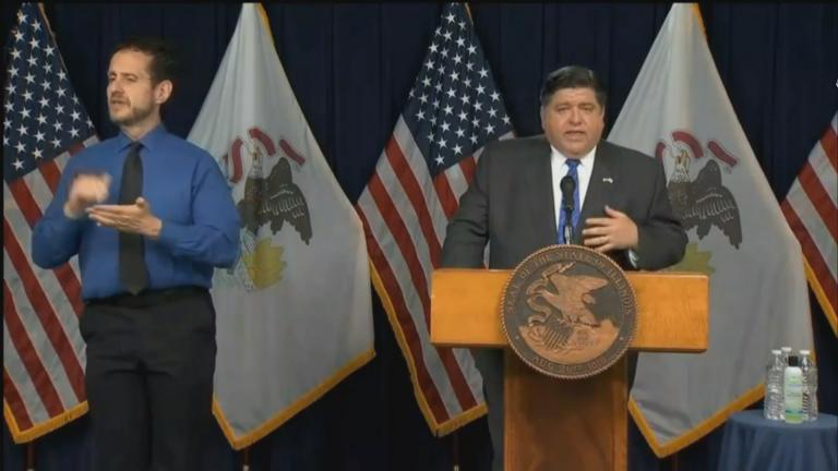 Gov. J.B. Pritzker outlines a new plan that would trigger additional coronavirus restrictions on Wednesday, 15, 2020. (WTTW News) Gov. J.B. Pritzker outlines a new plan that would trigger additional coronavirus restrictions on Wednesday, 15, 2020. (WTTW News)