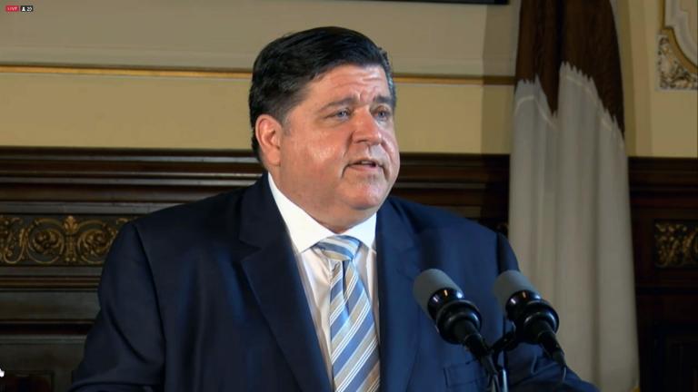 Gov. J.B. Pritzker comments on the state’s bond rating upgrade from Moody’s Investors Service on Tuesday, June 29, 2021. (WTTW News via Governor’s Office)
