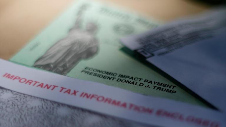 FILE - President Donald J. Trump's name is printed on a stimulus check issued by the IRS to help combat the adverse economic effects of the new coronavirus outbreak in San Antonio, April 23, 2020. (AP Photo / Eric Gay, File)