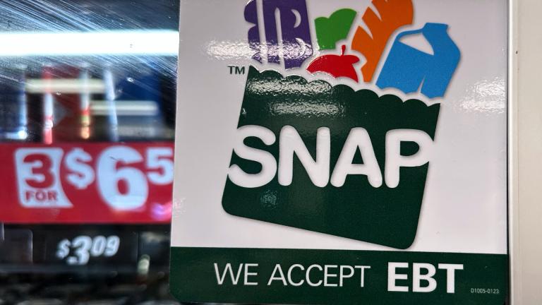 SNAP EBT information sign is displayed at a gas station in Riverwoods, Ill., Saturday, Nov. 1, 2025. (AP Photo / Nam Y. Huh, file)