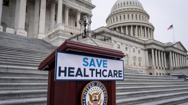 House Democrats prepare to speak on the steps of the Capitol to insist that Republicans include an extension of expiring health care benefits as part of a government funding compromise, in Washington, Sept. 30, 2025. (AP Photo / J. Scott Applewhite, File)