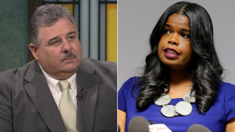 February 2019 file photos show an appearance by Chicago police union President Kevin Graham on “Chicago Tonight” and Cook County State’s Attorney Kim Foxx speaking at a news conference in Chicago (AP Photo / Kiichiro Sato).
