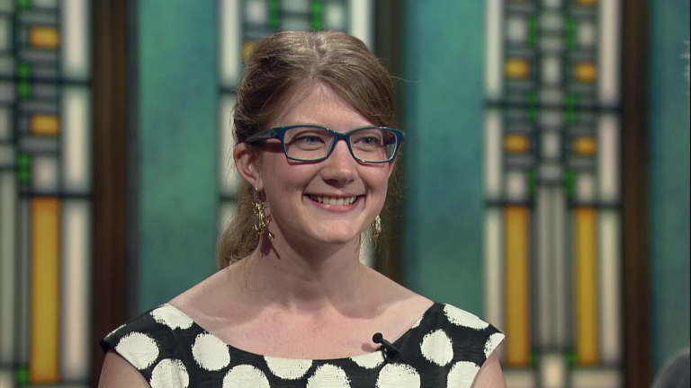 Emily Graslie appears on “Chicago Tonight” in September 2015.