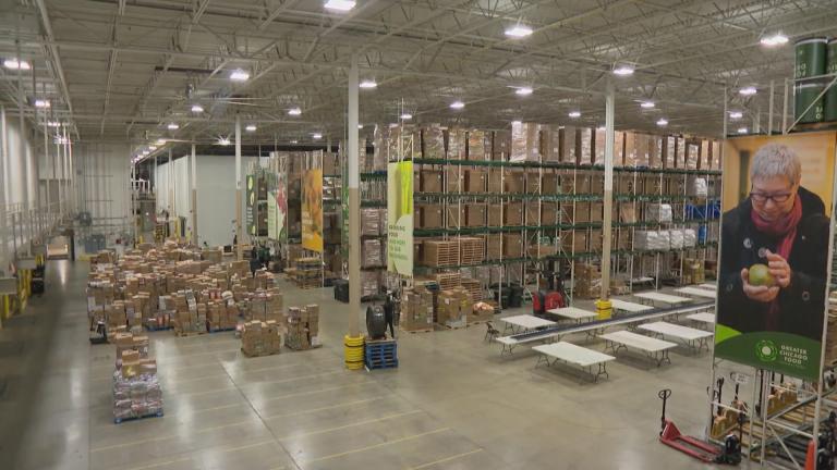 A warehouse at the Greater Chicago Food Depository is pictured on May 10, 2022. (WTTW News)