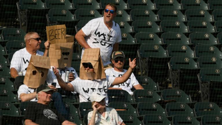 Chicago White Sox fans show their disappointment after the White Sox lost against the Cleveland Guardians in Chicago, Wednesday, Sept. 11, 2024. (AP Photo / Paul Beaty)