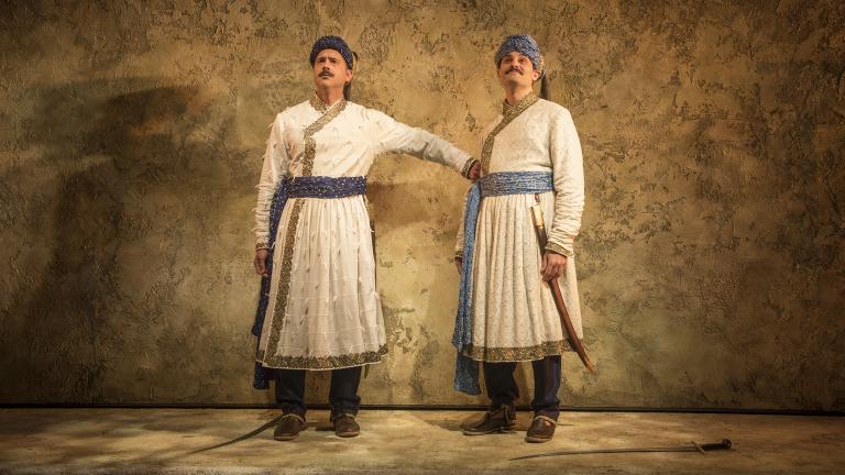 Omar Metwally and Arian Moayed in Steppenwolf’s Chicago premiere of “Guards at the Taj” by Rajiv Joseph. (Photo by Michael Brosilow)