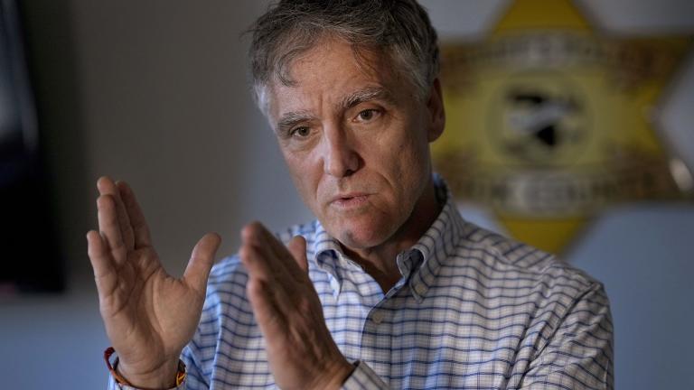 Cook County, Ill., Sheriff Tom Dart speaks on Nov. 13, 2023, in Maywood, Ill. (AP Photo / Charles Rex Arbogast, File)