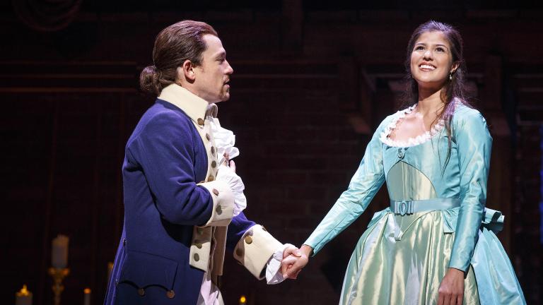 Miguel Cervantes and Ari Asfar in the Chicago production of “Hamilton: An American Musical.” (Joan Marcus / Broadway in Chicago)