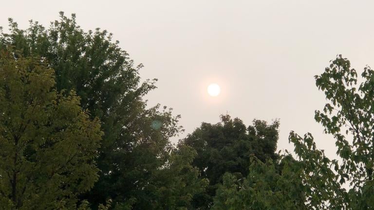 Hazy skies over Chicago are due to smoke from West Coast wildfires. (Patty Wetli / WTTW News) Hazy skies over Chicago are due to smoke from West Coast wildfires. (Patty Wetli / WTTW News)