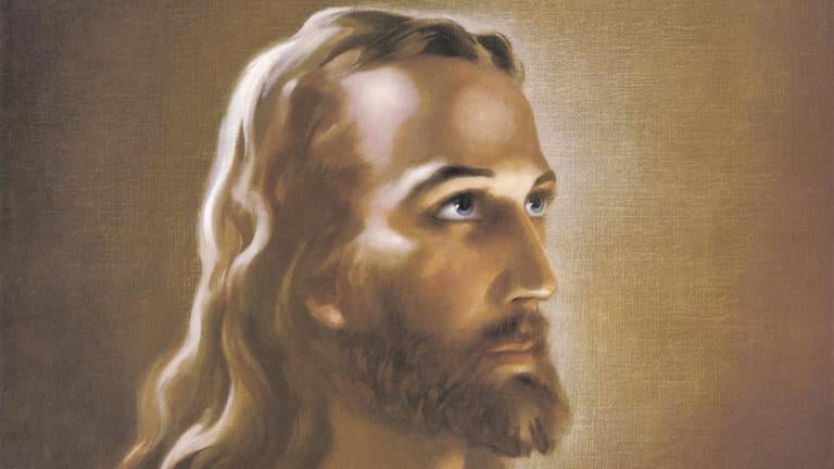 Close-up of “Head of Christ” (1940) by Warner Sallman