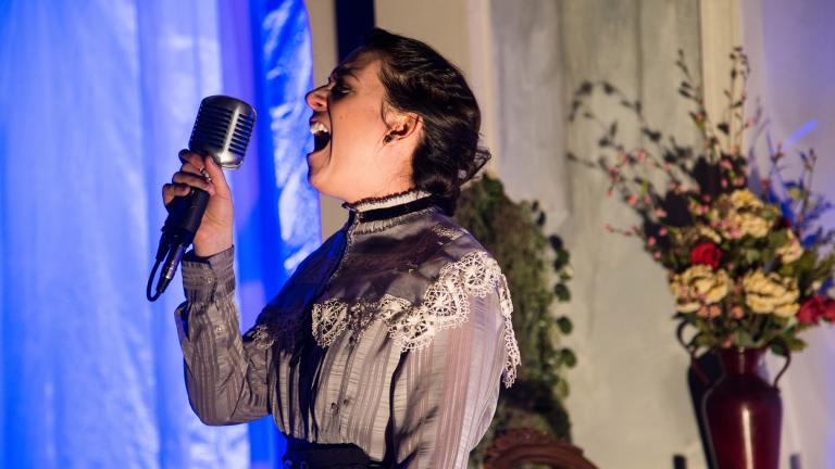 Lauren Demerath in TUTA Theatre’s world premiere adaptation of “Hedda Gabler: A Play with Live Music.” (Photo by Austin D. Oie)