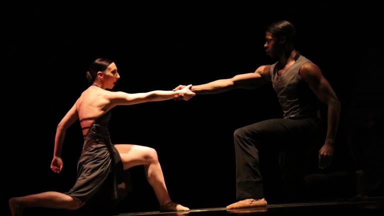 Dancers Maeghan McHale and Devin Buchanan in Brock Clawson’s “Give and Take” (2009). (Photo by Reveuse Photography)