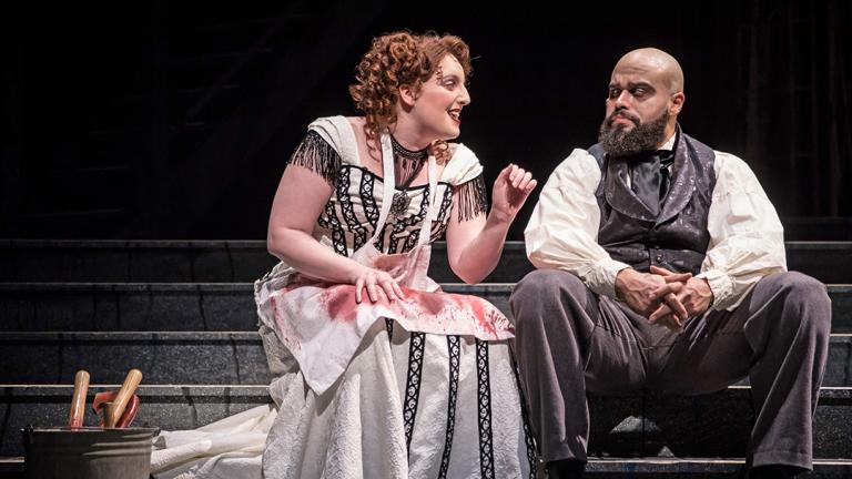 Paul-Jordan Jansen and Bri Sudia in Paramount Theatre’s “Sweeney Todd-The Demon Barber of Fleet Street.” (Liz Lauren / Paramount Theatre)