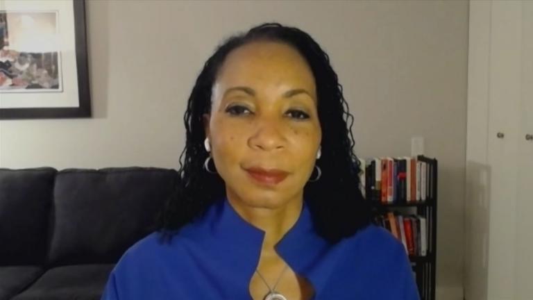 Dr. Helene Gayle appears on “Chicago Tonight” via Zoom on Tuesday, Oct. 20, 2020. (WTTW News)
